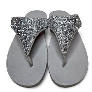 Fitflop Lulu Shimmer Foil Toe Post Sandal Women Metallic Loungewear Thong 11